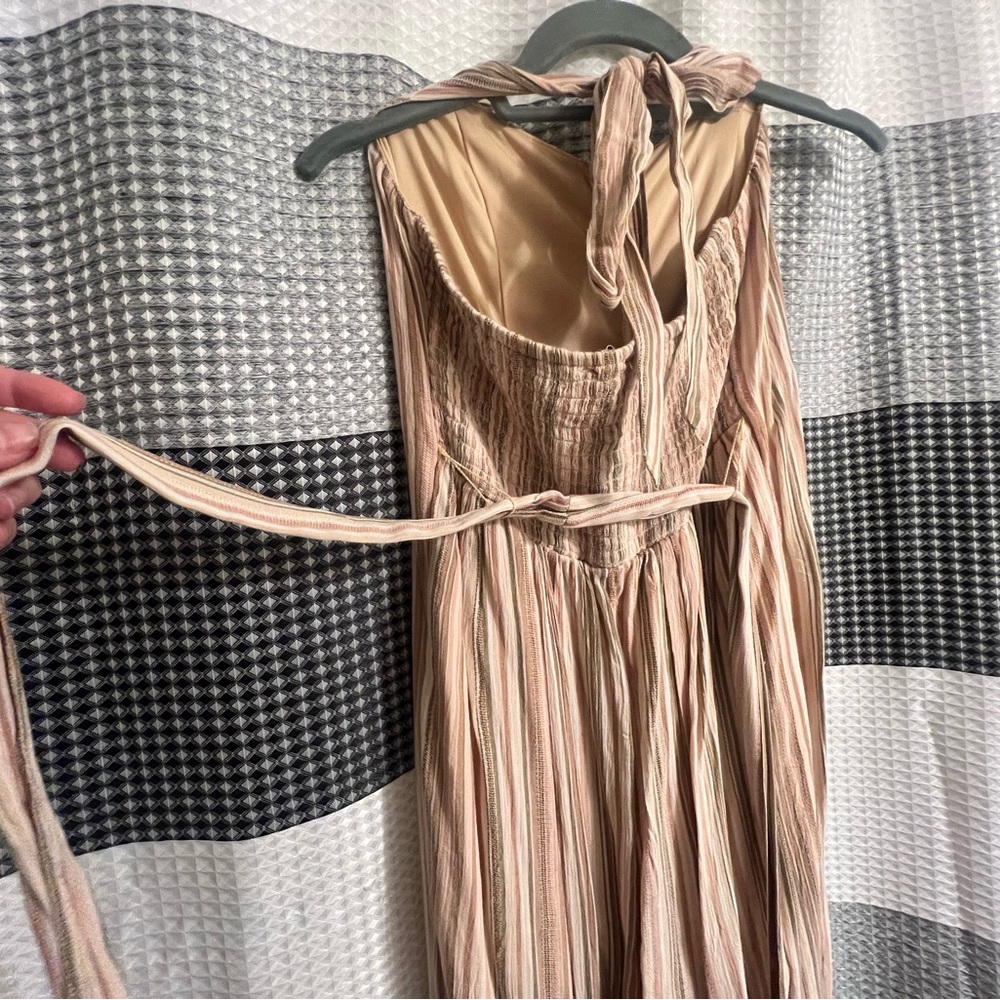 American Eagle striped jumpsuit halter neck tie - Picture 7 of 9